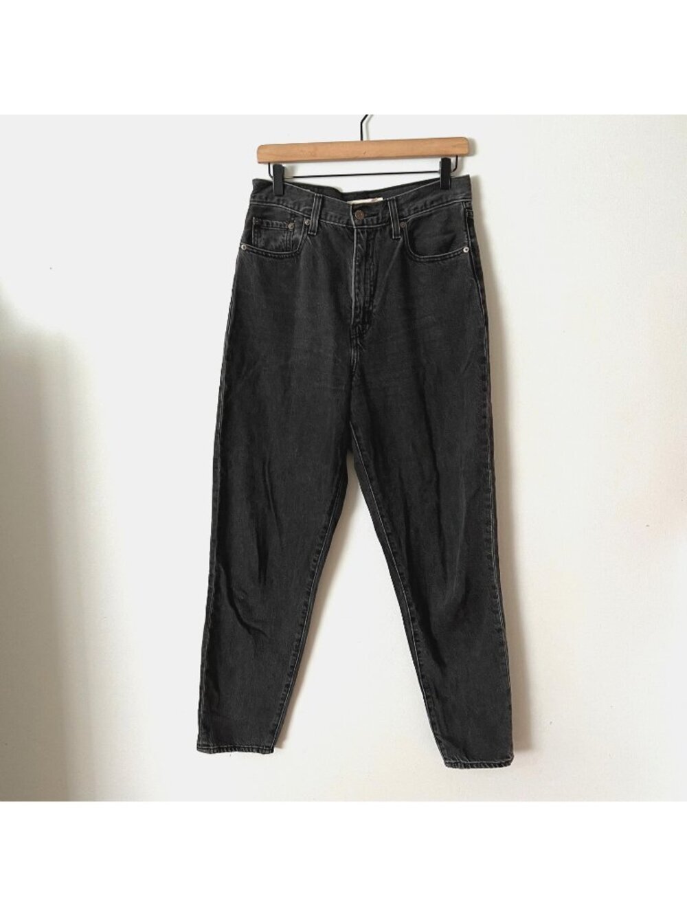 Levi's Premium Big E High Loose Taper Jeans Gray Black Wash Women's Size 28